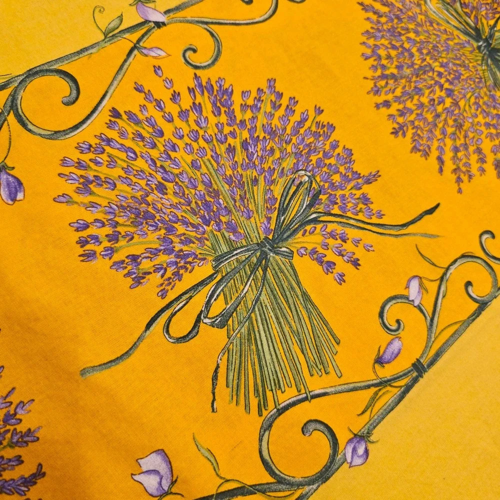 French Provencal Yellow Lavender Floral Rectangle Tablecloth 60x108 Cotton